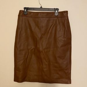 Brown leather pencil skirt